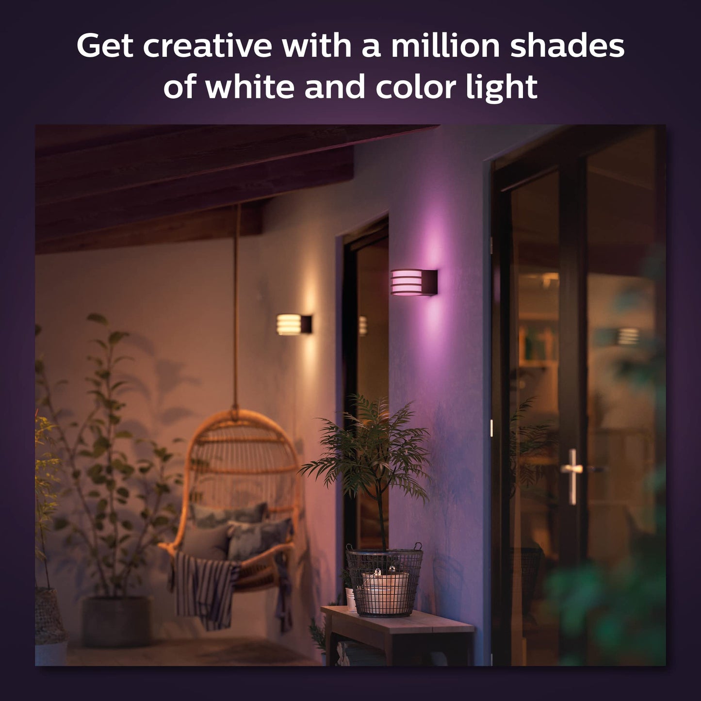 Philips Hue Lucca Outdoor Smart Wall Light, Black - E26 White and Color Ambiance LED Color-Changing Bulb - 1 Pack - Requires Hue Bridge - Control