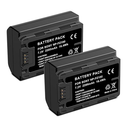 SUGUBU 2-Pack NP-FZ100 Upgraded Li-ion Battery(2280mAh) Replacement for Sony ZV-E1, A7iv, A7iii, A7C, FX3, FX30, A9, Alpha 9, Alpha 9S, A9S, A7RIII