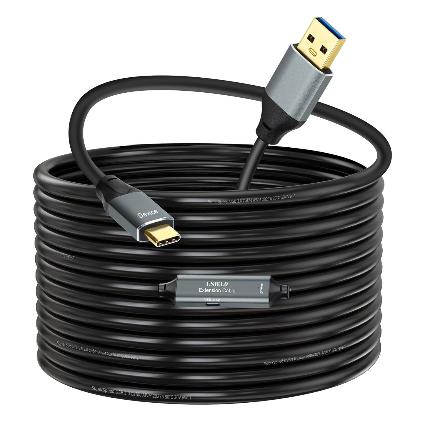 GOSYSONG USB 3.0 A to C Data Transmission Cable 20ft, 5Gbps Super Speed USB 3.0 Cable Compatible with VR,Xbox,Laptop,Camera,Docking Station,SSD