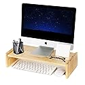 KINLINK Solid Wood Monitor Stand Riser, Monitor Riser with 2 Adjustable Height, 15.8 inch Computer Riser for Computer, iMac, PC, Printer, Computer