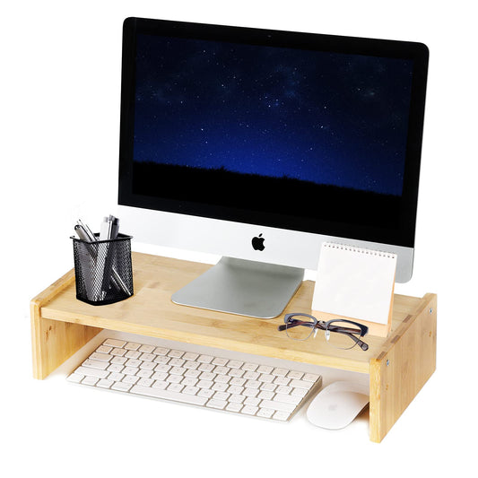 KINLINK Solid Wood Monitor Stand Riser, Monitor Riser with 2 Adjustable Height, 15.8 inch Computer Riser for Computer, iMac, PC, Printer, Computer