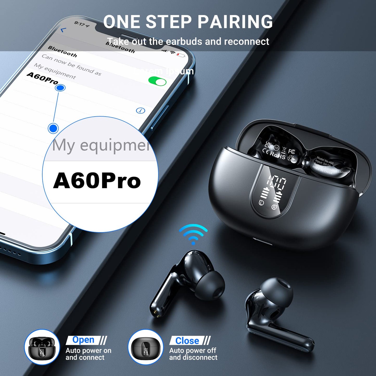Wireless Earbuds, 2024 Wireless Headphones HiFi Stereo Earphones with 4 ENC Noise Canceling Mic, 42Hs Playtime In Ear Earbud, Bluetooth 5.3 Sport