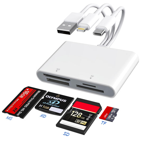 Memory Stick Pro Duo Adapter - XD Picture Card Reader for iPhone/USB C/A, 4 in 1 SD/TF/MS/XD Card Reader Adapter Sony Cybershot Card Reader Support