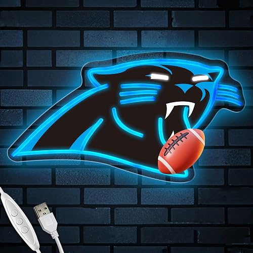 Football Team Neon Sign, Cool Dimmable Light Up Football Team Logo Hanging USB Powered for Wall Decor Art, Man Cave, Bedroom, Game Room Deco, Birthday