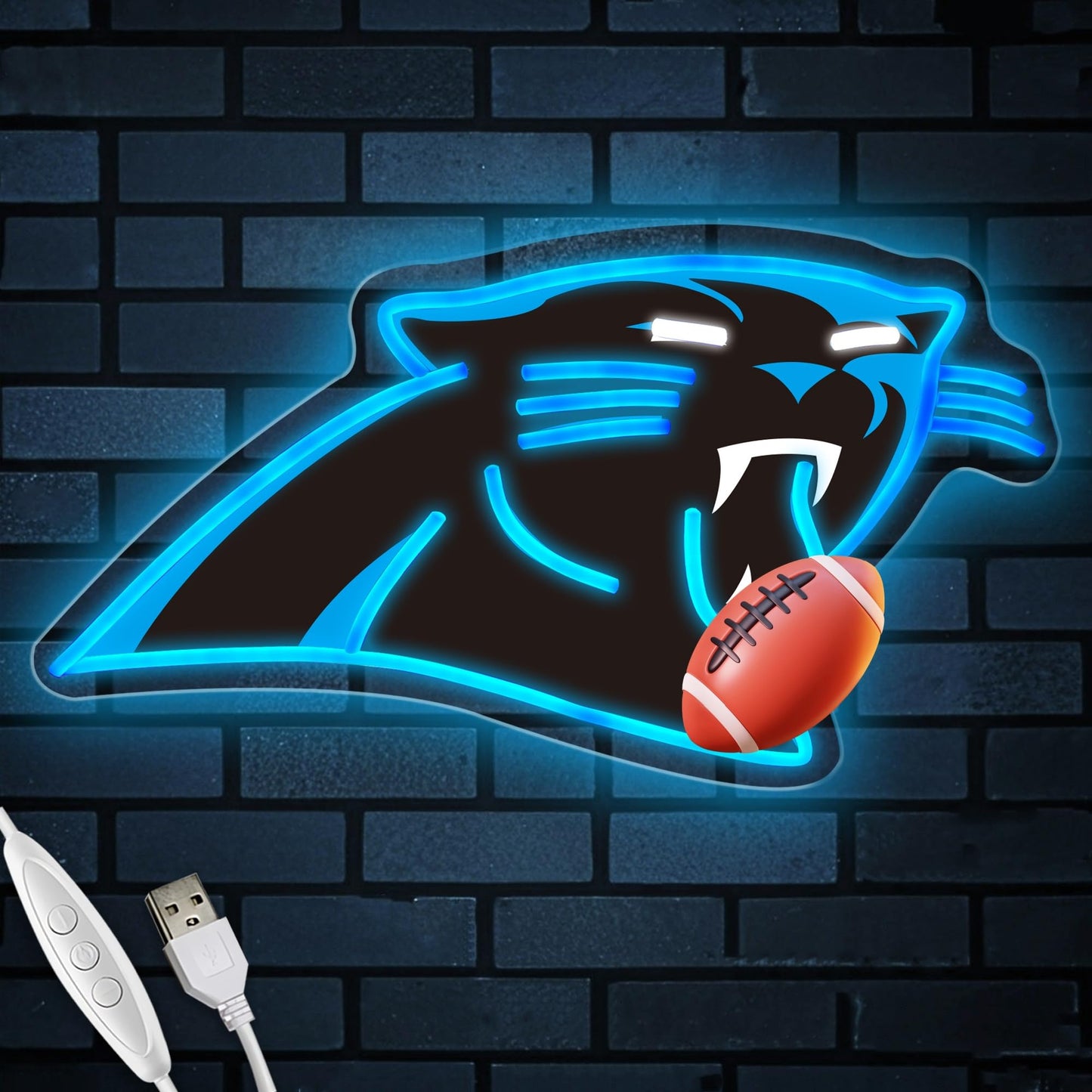 Football Team Neon Sign, Cool Dimmable Light Up Football Team Logo Hanging USB Powered for Wall Decor Art, Man Cave, Bedroom, Game Room Deco, Birthday
