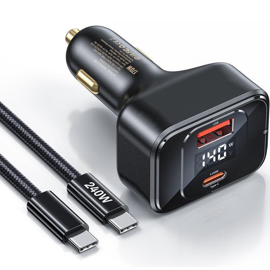 Degeca USB C Car Charger Fast Charging 170W, PD3.1 Single Type-C Port Max Output Power 140W Car Charger with Real-Time Display for MacBook, Laptop