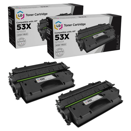 LD Products Replacement Toner Cartridge Compatible with HP 53X Q7553X High Yield (Black, 2Pk) Compatible with HP Printer LaserJet P2015, P2015d