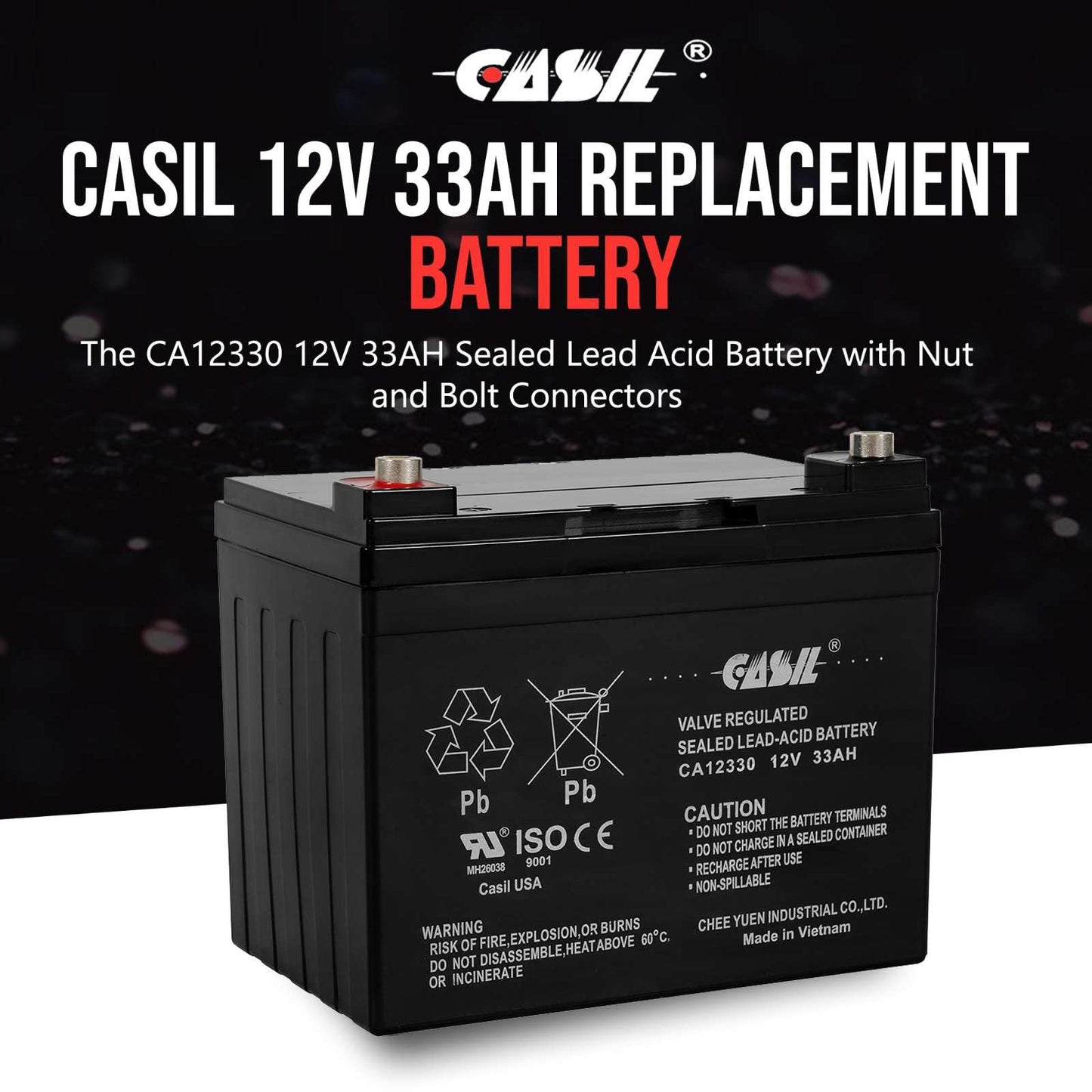 Casil 2 Pack 12v 33ah for 35ah Pride Maxima Revo Shuttle Pride Maxima SC940 Celebrity X BATLIQ1001 BATLIQ1017 AGM U1 Pride Mobility Flash Jazzy 1103…