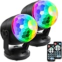 Luditek 2-Pack Portable Sound Activated Party Lights Indoor, Battery Powered/USB Dj Disco Ball Strobe Lights for Car Room, Adults Gifts, New Years Eve