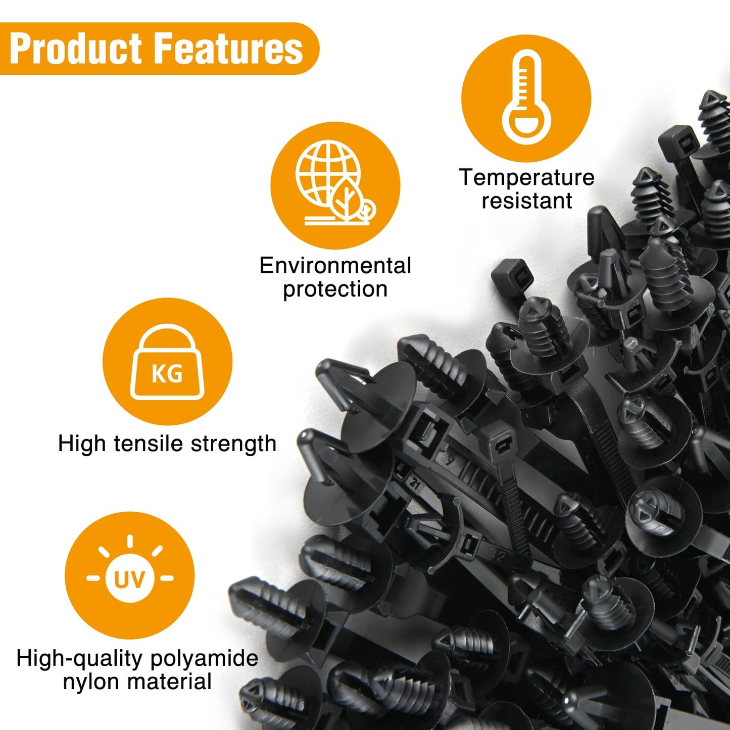 GOOACC Push Mount Cable Zip Ties Heavy Duty Nylon Push Mount 4 Popular Sizes Self Locking Cable Strap Assortment for Indoor Outdoor Wire Tying