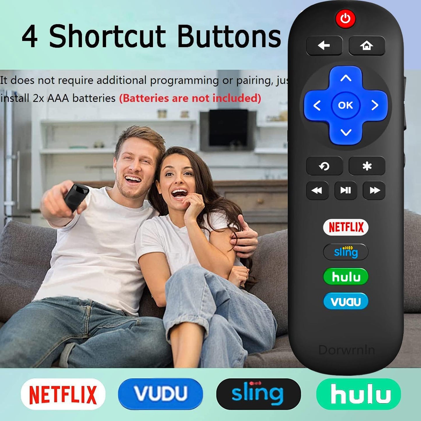 Universal Replace Remote for All Roku TCL Hisense ONN TV, with Luminous Protective Case, RC280 Replacement for TCL Roku/Hisense Roku/ONN Roku/Sharp