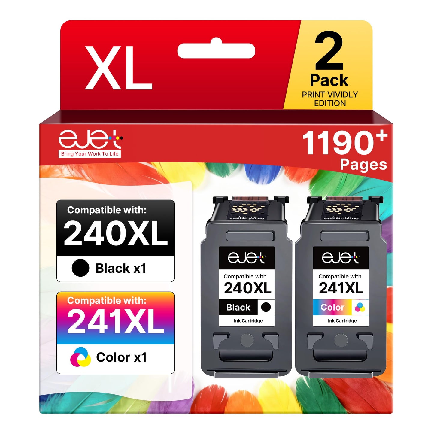 PG-240XL/CL-241XL Ink Cartridge Replacement for Canon 240XL 241XL Combo Pack 240 241 High Capacity for Canon Pixma MG3620 MG3600 TS5120 TS5100 MG3520