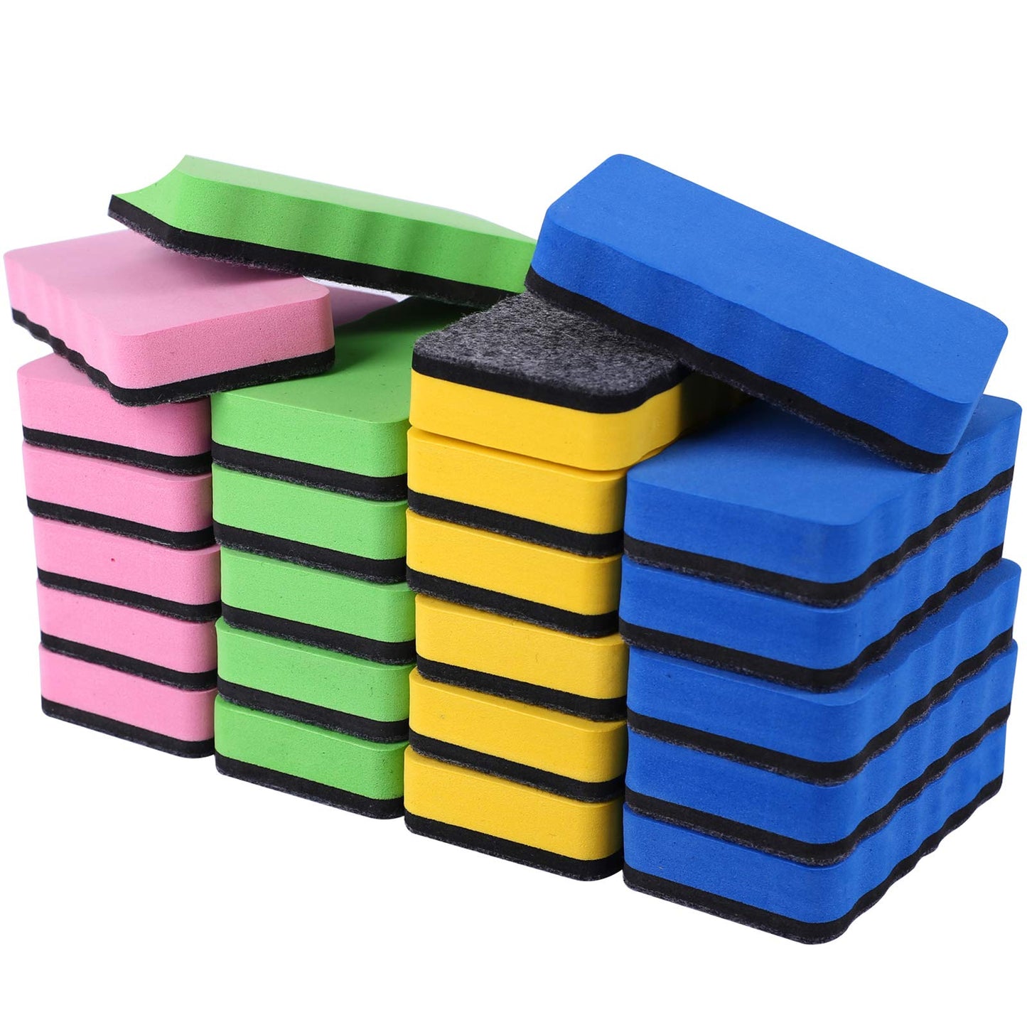 Dry Erase Erasers, 24 Pack Magnetic Whiteboard Eraser Chalkboard Eraser Dry Eraser for Classroom Office and Home (24pcs 4Colours)