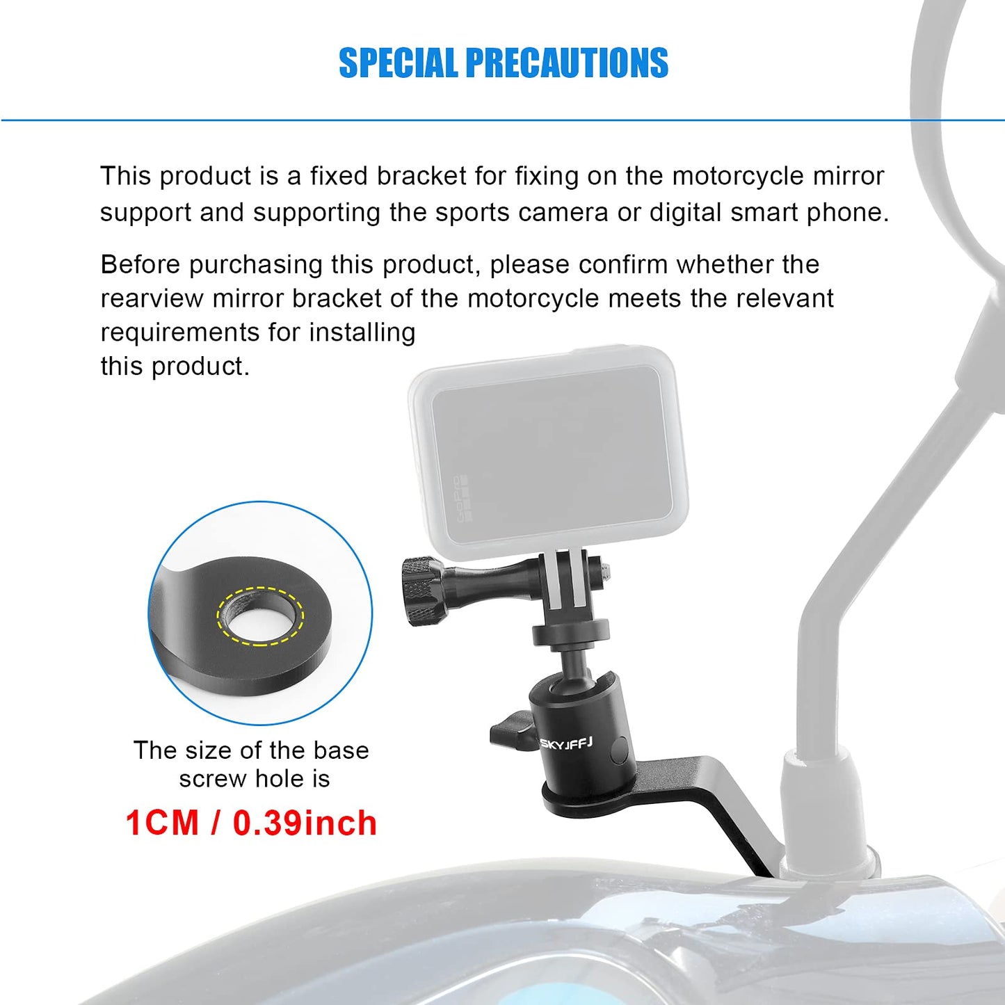 SKYJFFJ Motorcycle Sports Camera Holder Mount for Gopro Hero 13 12 11 10 9 8 DJI Osmo Insta360 AKASO and Other Action Camera