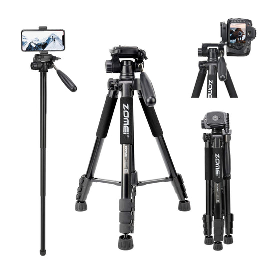 Tripod for Camera,2 in 1 Tripod and Monopod ?Portable Travel Tripod with 3-Way Pan Head and Carry Bag for Canon Nikon Sony DSLR
