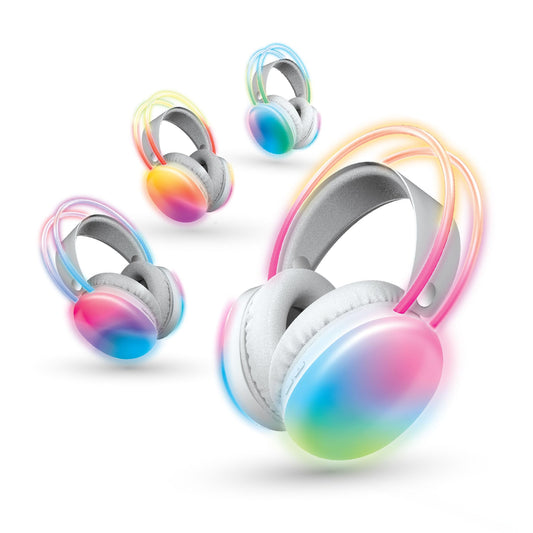 Brookstone Wireless Silent Disco Headphones, Multicolor LED Lights, Bluetooth 5.0, Up to 10 Hours of Playtime, 4 Pack