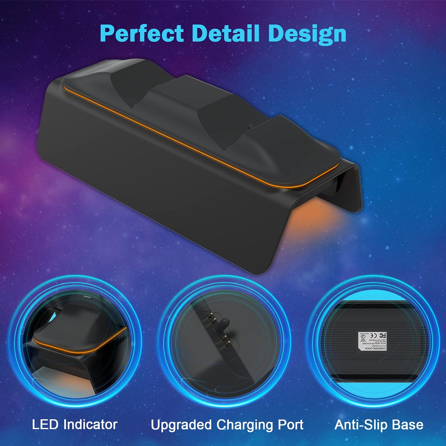 NexiGo Enhanced PS5 Controller Charger with Thumb Grip Kit, Fast Charging AC Adapter, DualSense Charging Station Dock for Dual PlayStation 5