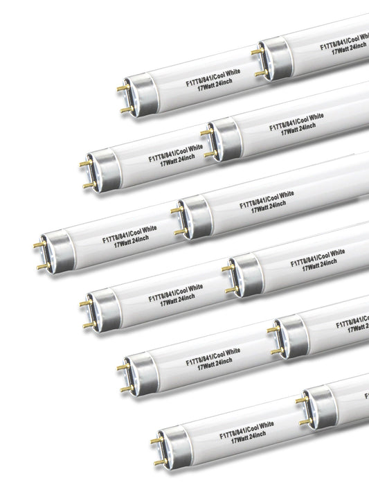 Cemlorot (12 Pack) 24 inch F17T8/841 Fluorescent Light Bulb,2ft 17Watts 4100K Cool White T8 Linear sp841 Tube, G13 Medium Bi-Pin Base