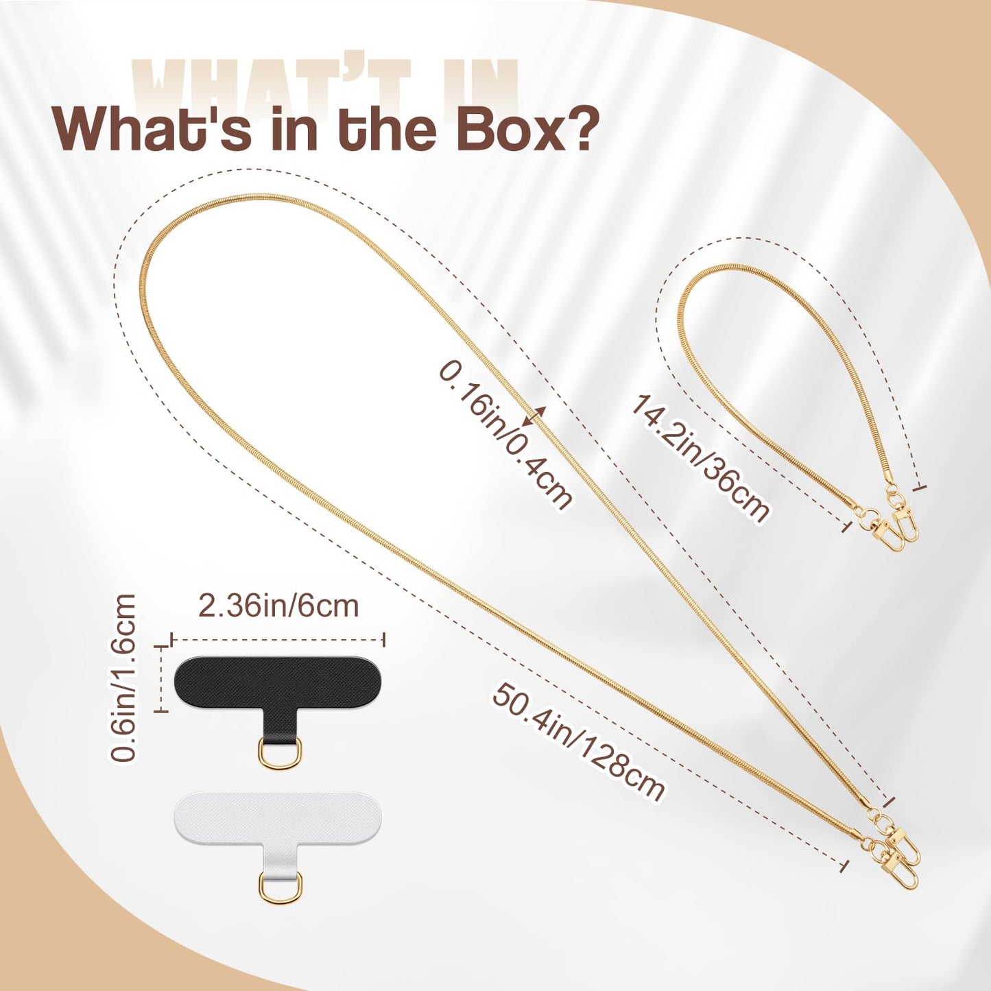 TiMOVO Phone Chain Crossbody, Universal Phone Lanyard with 1× Metal Strap, 1× Wrist Strap, 2× Pads, Crossbody Chain Compatible with Most Smartphones