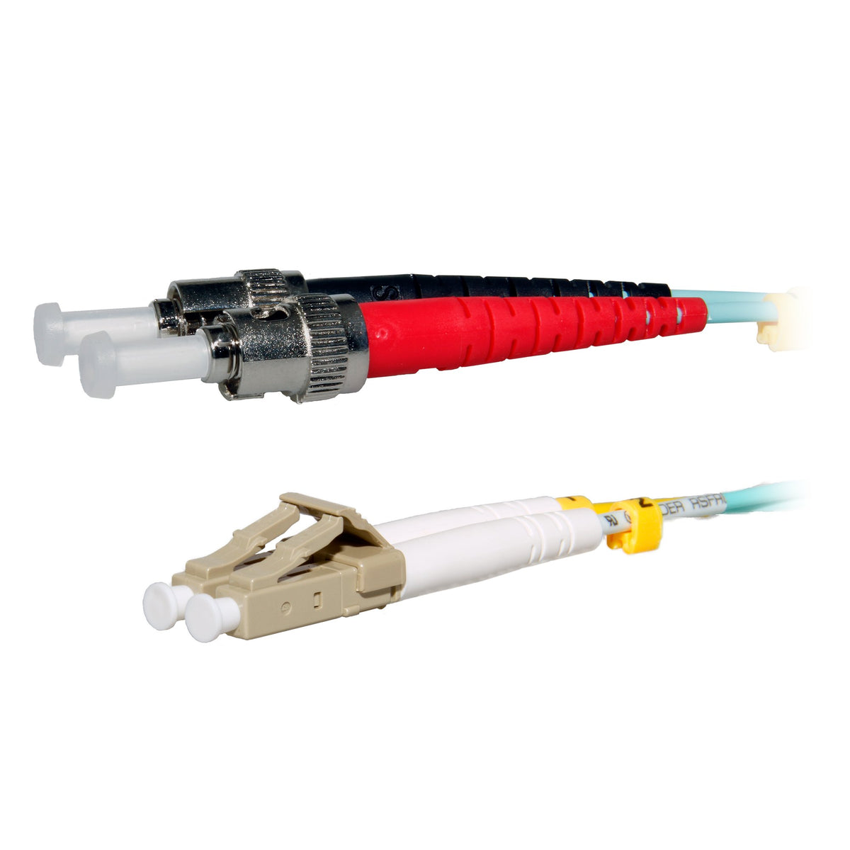 CableWholesale LC to ST OM3 Multimode Duplex Fiber Patch Cord, 2m/6.6ft
