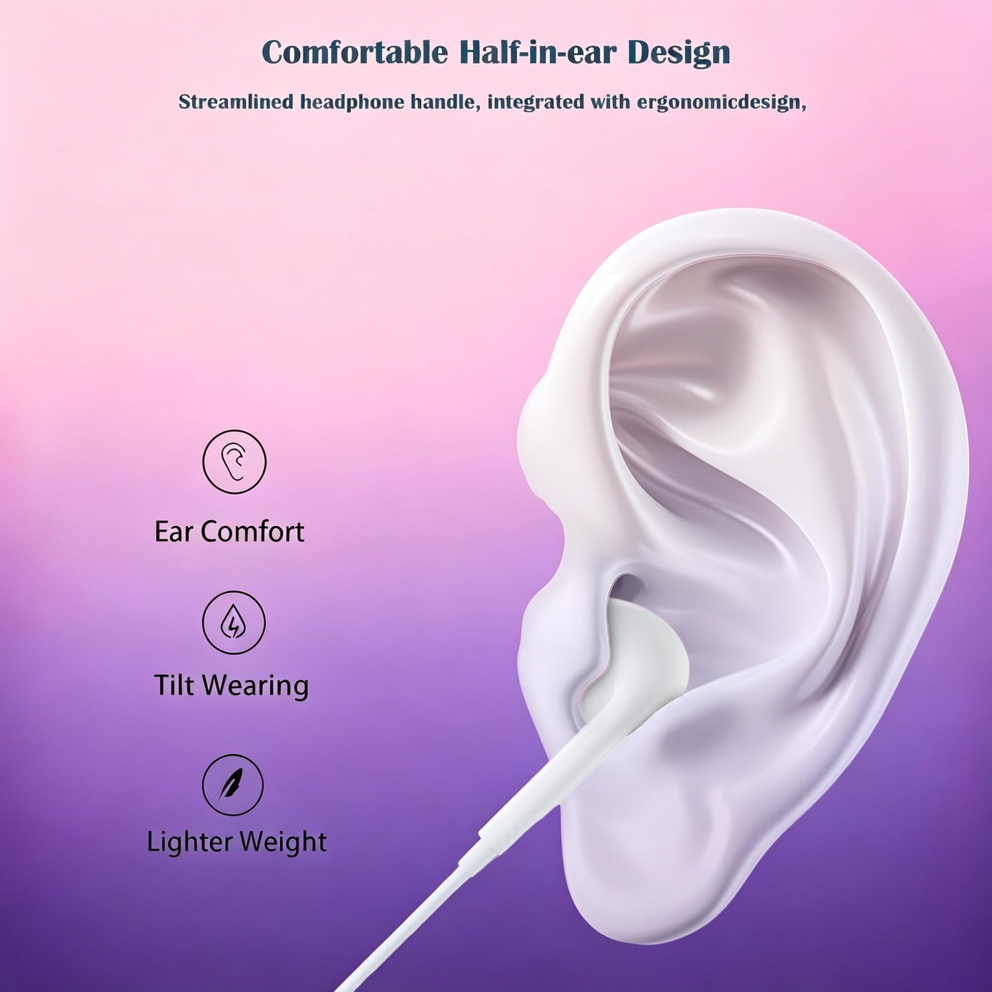 1Pack Earbuds for iPhone Headphones Lighning Plug Wired Earphones in-Ear