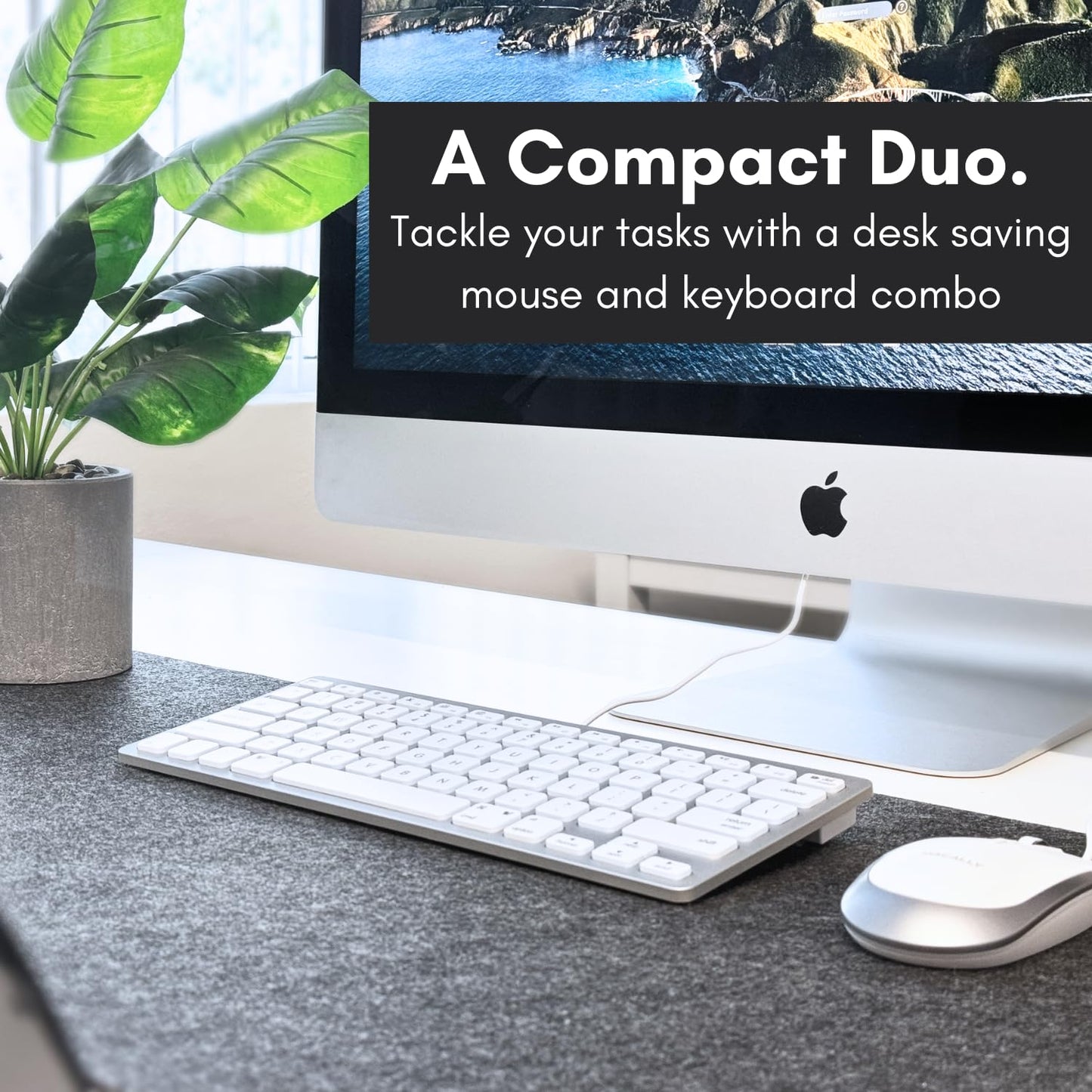 Macally USB Wired Keyboard and Mouse Combo for Mac and PC - Save Space with a Compact Small Apple Keyboard and Mouse for MacBook Pro/Air, iMac