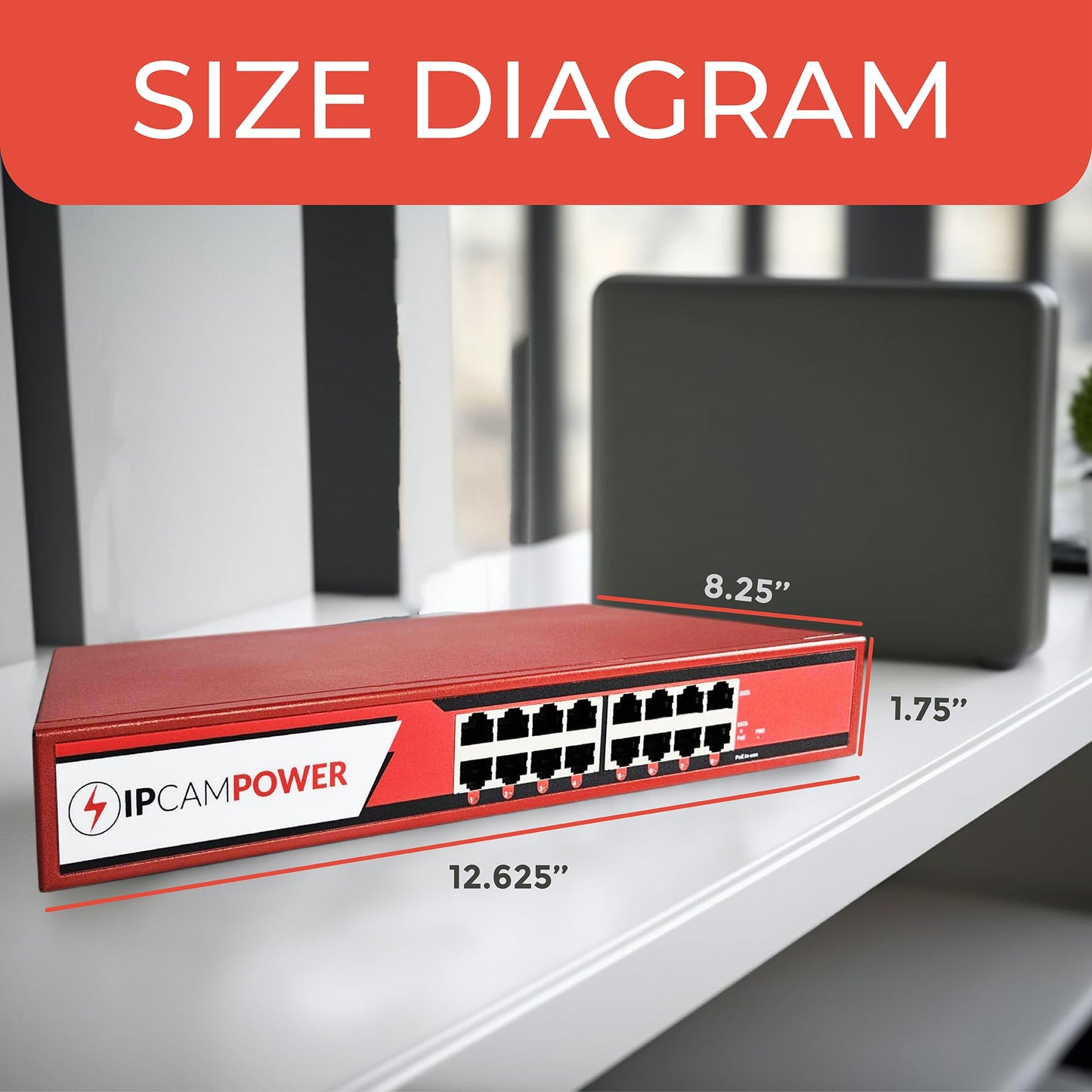 IPCamPower 8 Port 802.3bt POE++ Extreme Power POE Injector Hub, 90 Watts on Each Port, 250 Total Watts Budget, Up to 10G 10/100/1000/10000 Speeds Each