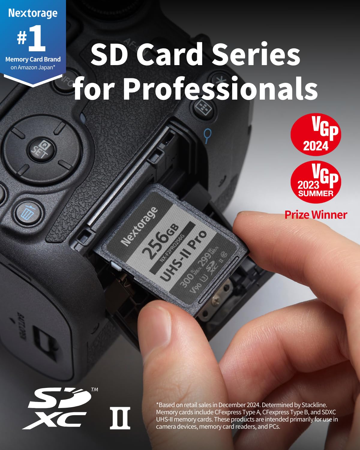 Nextorage 64GB SDXC UHS-II V90 Japanese Brand pSLC Max. Write Speed 299MB/s Max. Read Speed 300MB/s 4K Recording NX-F2PRO64G SD Card Memory for Camera