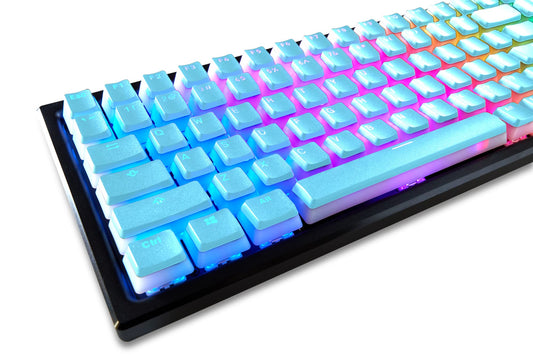 Glacier Frosted Keycaps, PBT, Double Shot, OEM Profile, Shine Through Legends, for Mechanical Keyboard Compatible with 60%/65%/75%/80%/96%/100% (Blue)