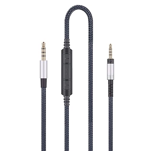 Audio Replacement Cable with in-Line Mic Remote Volume control Compatible with Sennheiser HD4.40, HD 4.40 BT, HD4.50, HD 4.50 BTNC, HD4.30i, HD4.30G