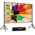 TOWOND Projector Screen and Stand, 120 inch Outdoor Projection Screen, Portable 16:9 4K HD Rear Front Movie Screen with Carry Bag Wrinkle-Free Design