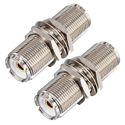 Kaunosta 2-Pack 1.77" Long Body UHF SO239 Female to Female Bulkhead Connector, Extended Thread Coax Adapter for Thick Panels (>15mm), Marine Boats