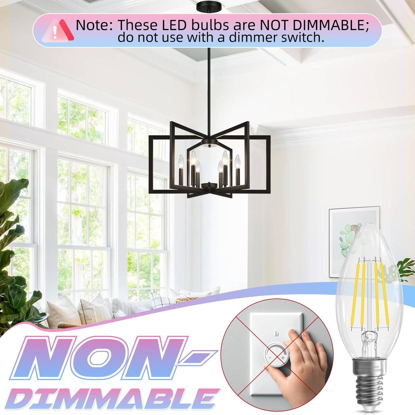 Candelabra Light Bulbs 5000K Daylight, 60W Equivalent, E12 LED Bulb