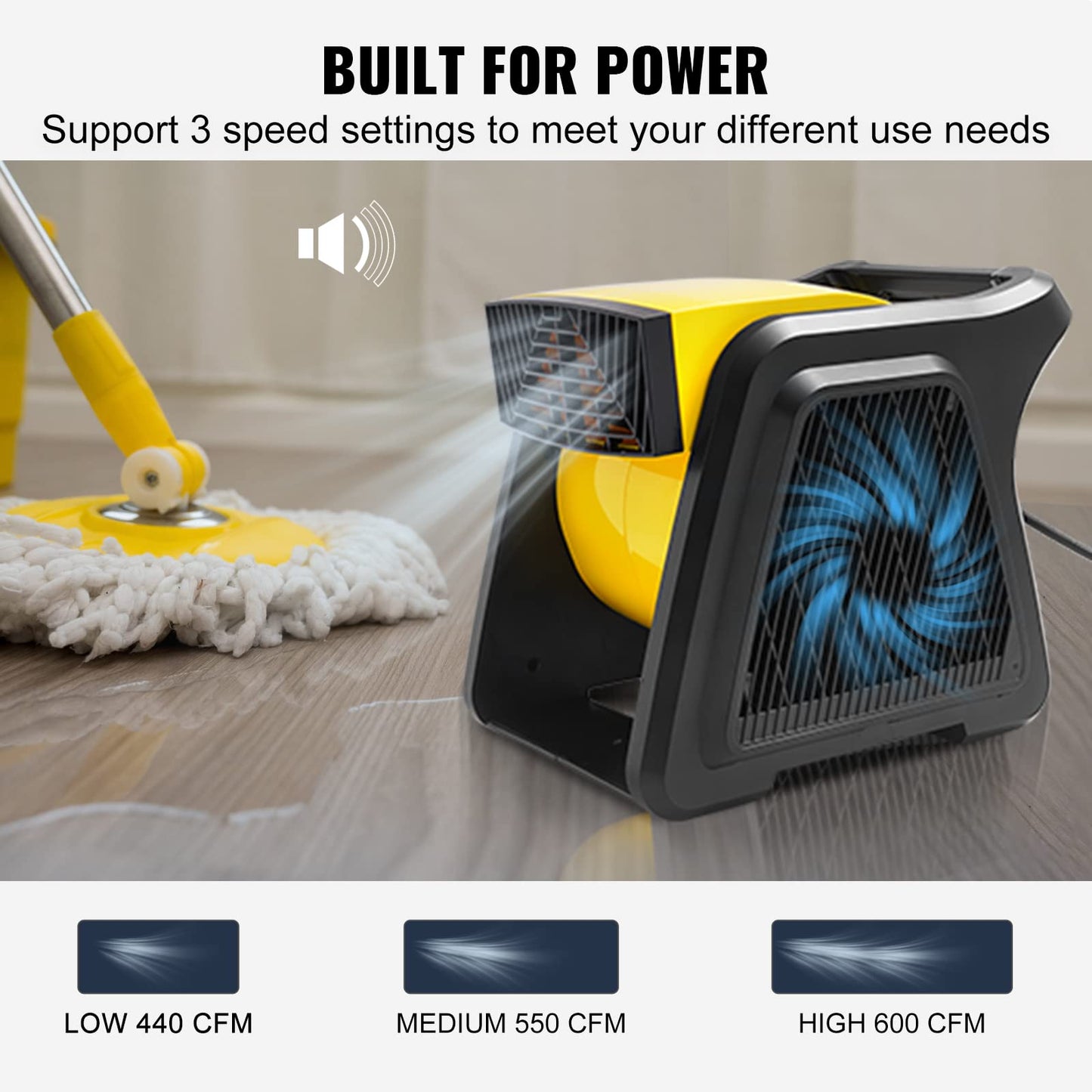VEVOR Pivoting Utility Fan, 600 CFM High Velocity Floor Blower for Drying