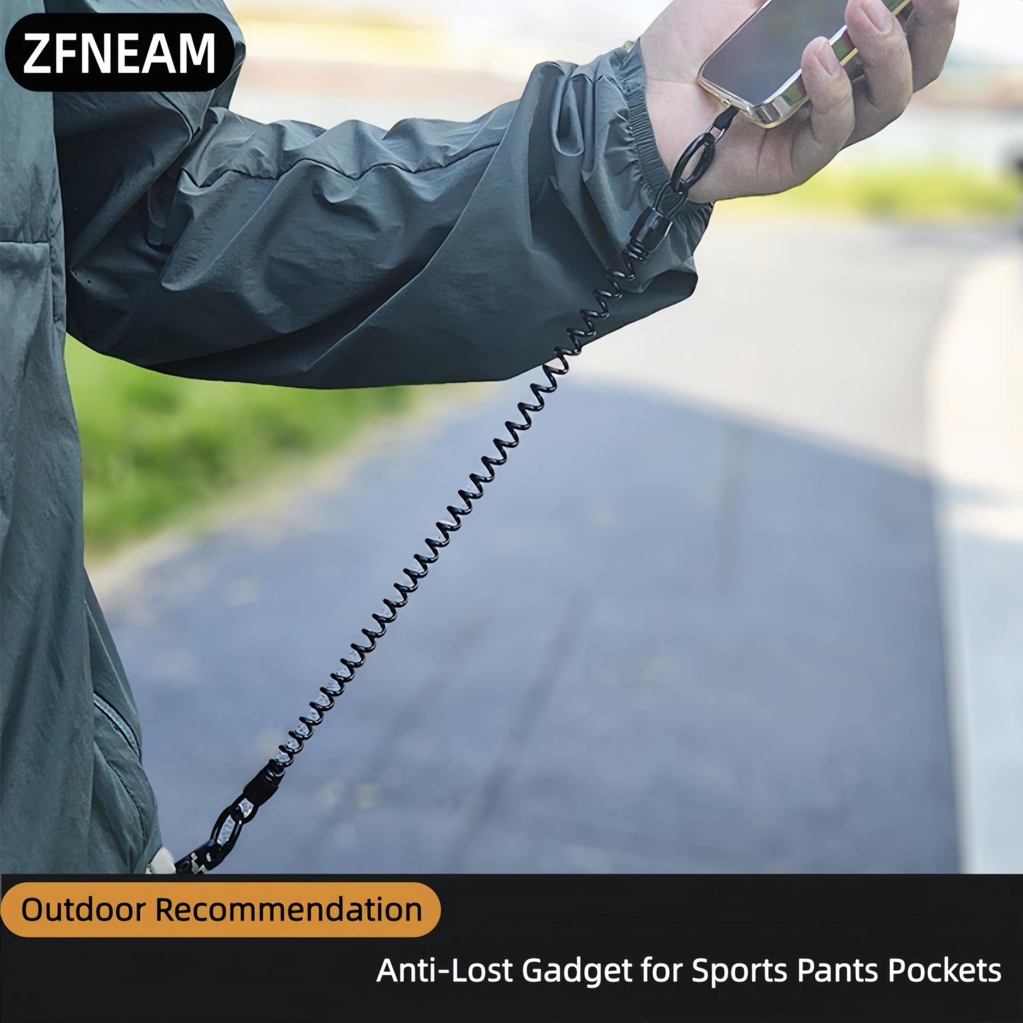 ZFNEAM]2PCS Retractable Phone Lanyard with Heavy-Duty Clip Outdoor Compatible with Pixel Most Smartphones (2*Black+Tab)