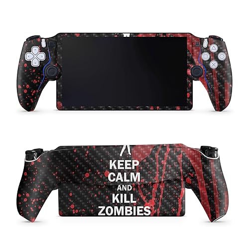 Carbon Fiber Gaming Skin Compatible with PS5 Portal Remote Player - Kill Zombies - Premium 3M Vinyl Protective Wrap Decal Cover - Easy to Apply |