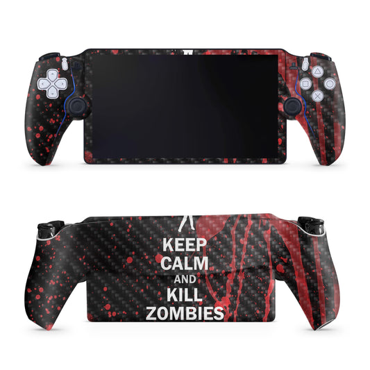 Carbon Fiber Gaming Skin Compatible with PS5 Portal Remote Player - Kill Zombies - Premium 3M Vinyl Protective Wrap Decal Cover - Easy to Apply |