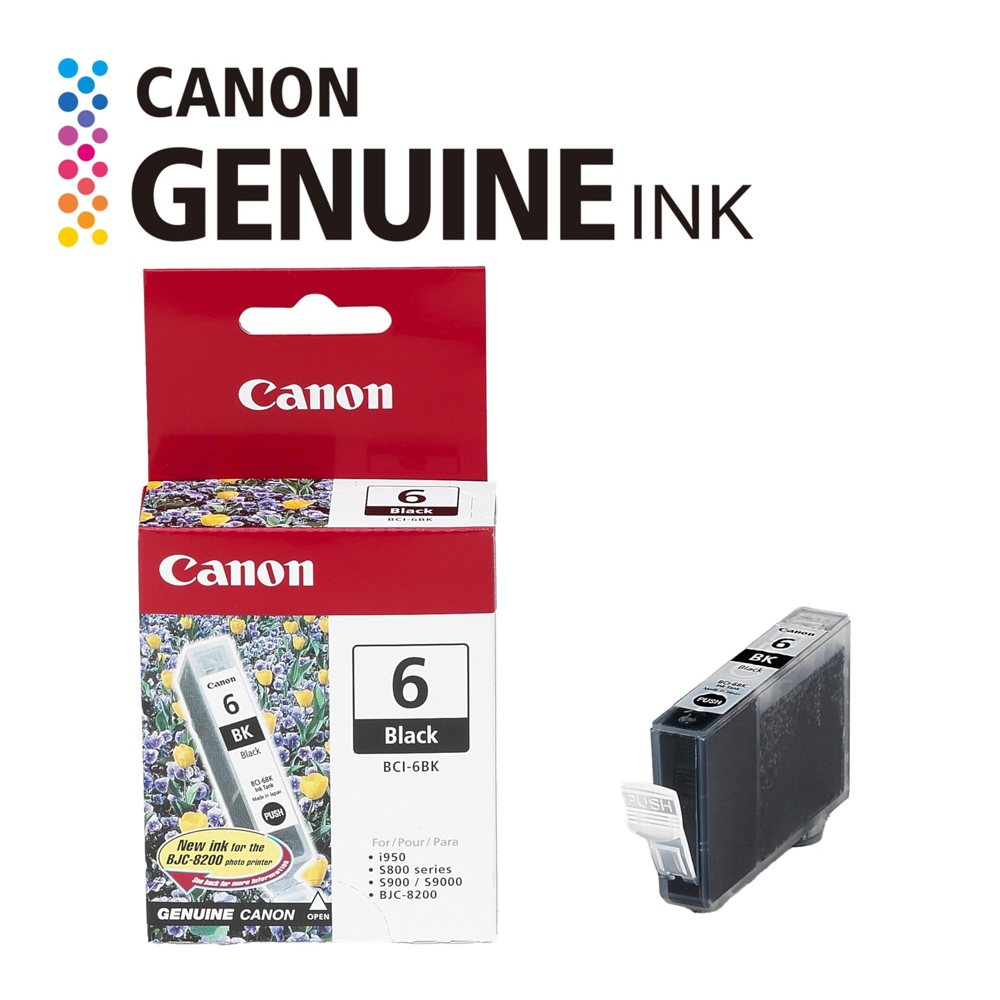 Canon BCI-6 Genuine Black Ink Tank , Compatible with iP5000, iP4000R, iP4000, i9900, i9100, i960, i950, i900D, i860, S9000, S900, MP780, MP760, MP750