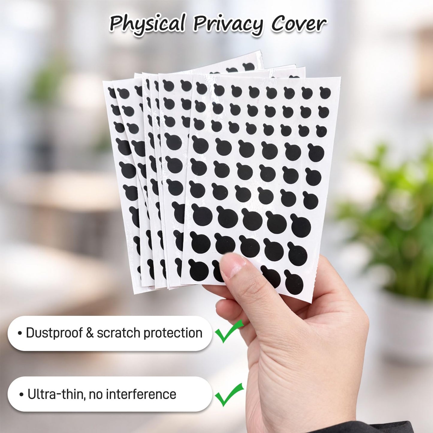 Mnvhoky Solid Color Webcam Privacy Stickers, Anti-Peeping Camera Cover Tabs, Reusable Low-Tack Vinyl Covers, Multi-Size Black Sheets (7 Pack, Matte