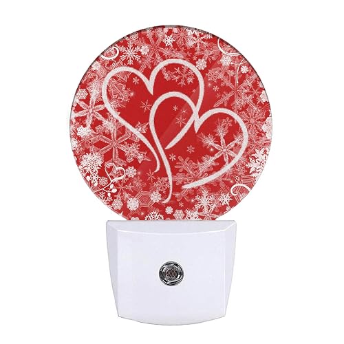 EKOBLA Red Sweet Hearts Night Lights Plug Into Wall with Dusk to Dawn Sensors, LED Nightlights for Bedroom Bathroom, Birthday Valentine Gifts for Boys