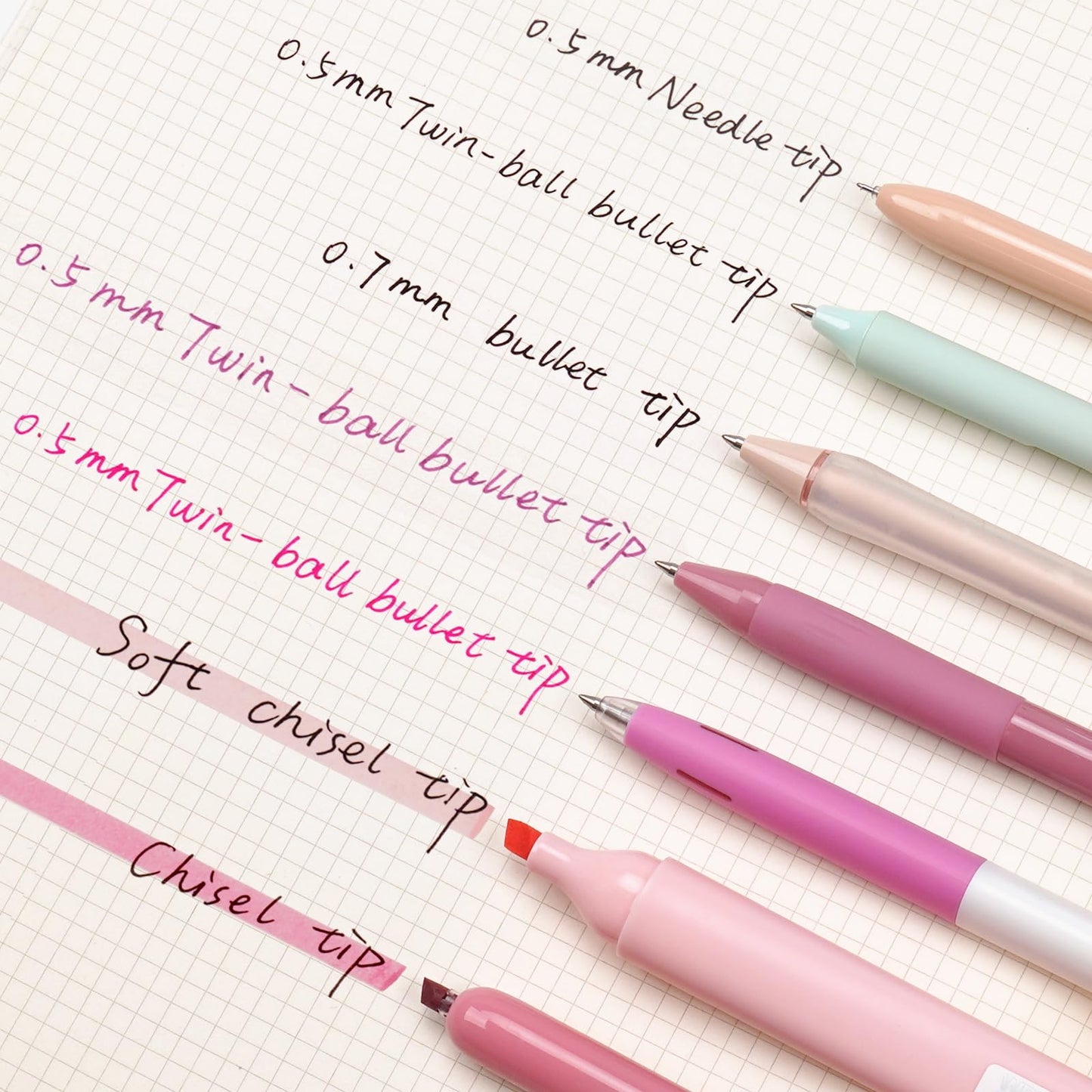 WRITECH Gel Pens Journaling Highlighters: Journal Set Aesthetic Assorted Pastel Color Ink 0.5mm Fine Point Retractable 0.7mm Black Pen Smooth Writing