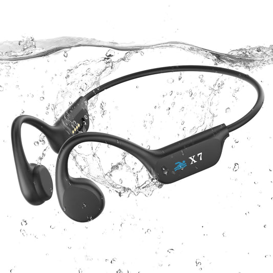 Swimming headphones-bone conduction headphones, IP68 waterproof built-in MP3 player 32G memory, underwater swimming headphone, wireless open…