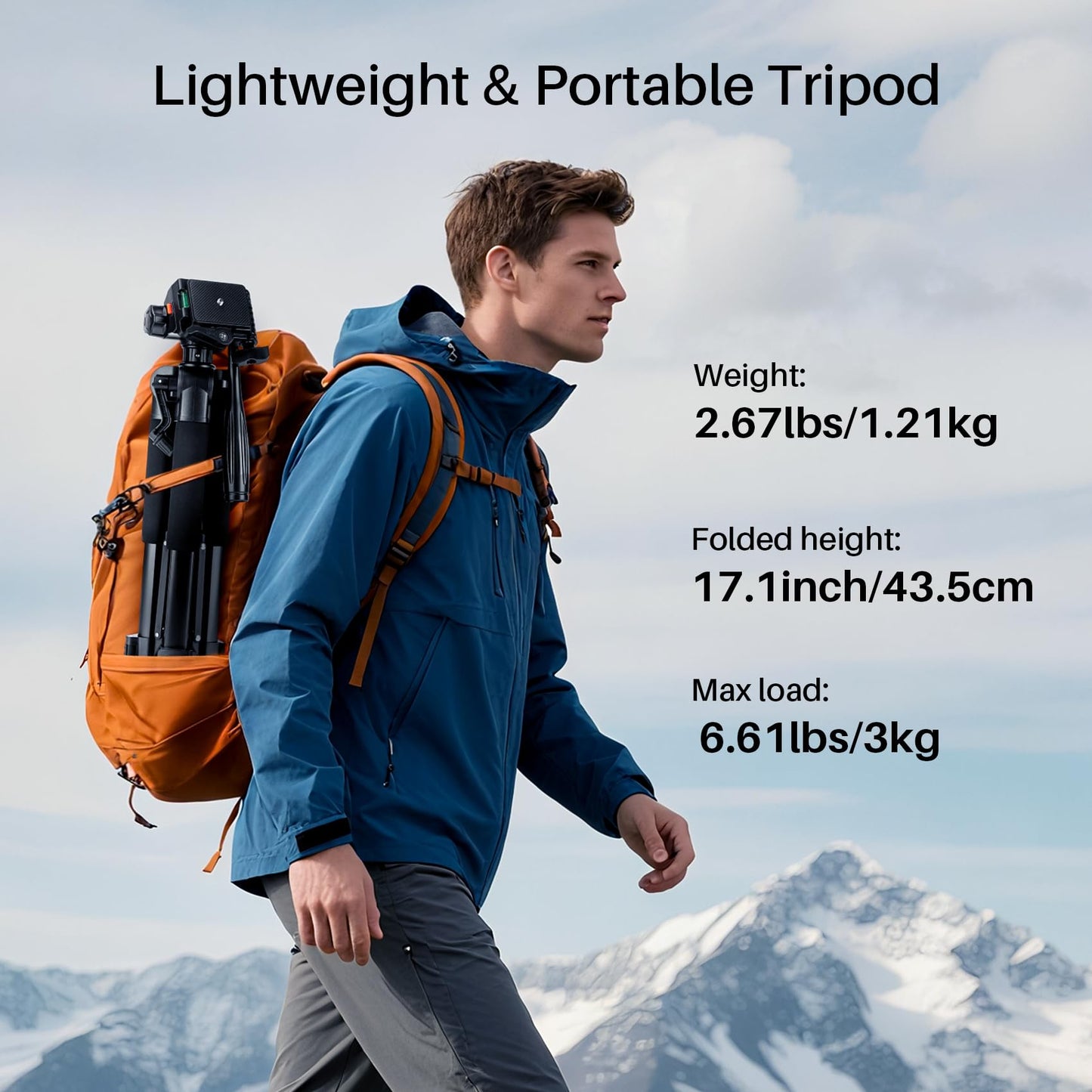 Fotopro 69'' Camera Tripod Lightweight Portable Travel Tripod for Camera and Phone with Detachable 3-Way Pan Head Phone Stand for Video Recording