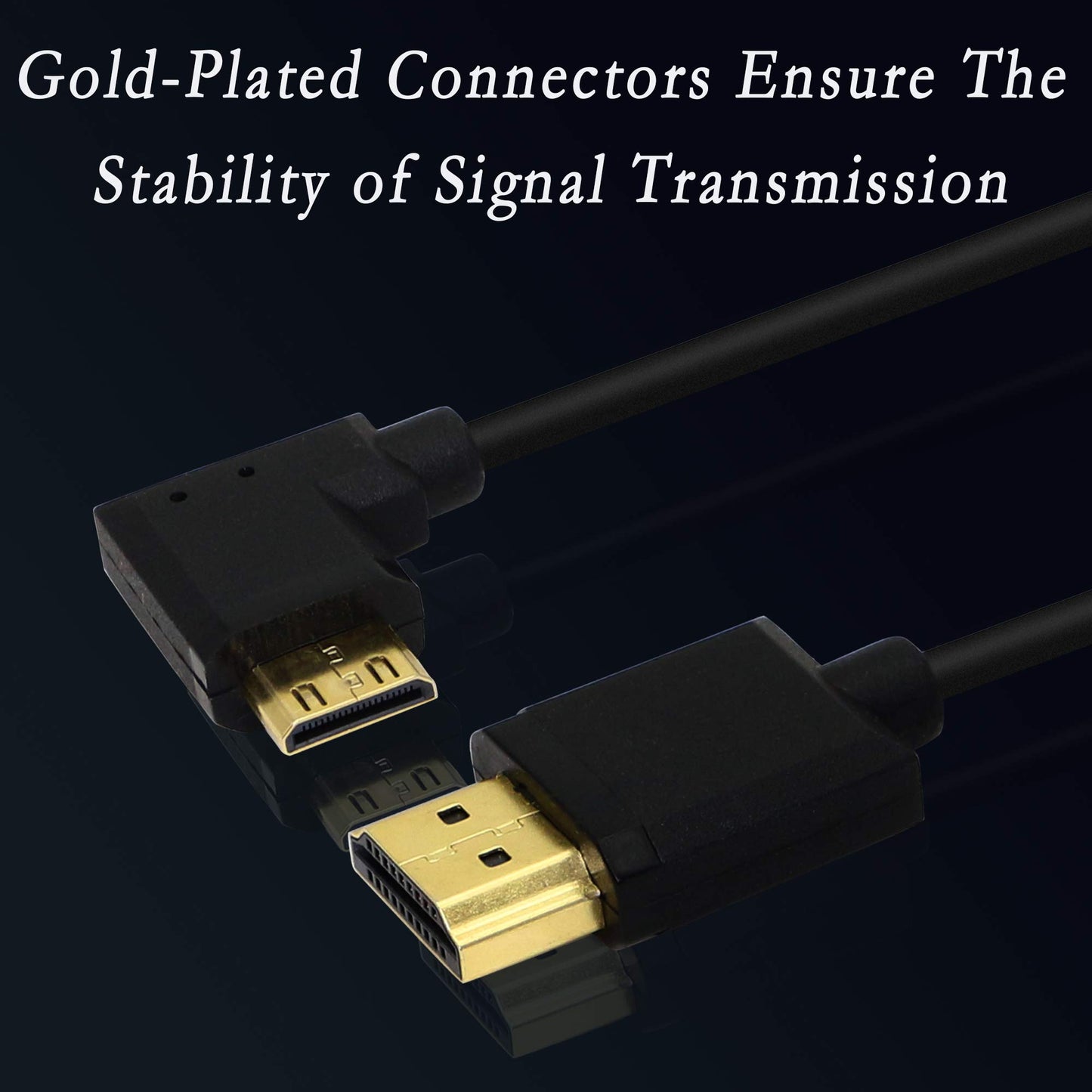 15CM Mini HDMI to HDMI Short Cable, 90 Degree Left Angle High Speed Mini HDMI Male to HDMI 2.0 Male Adapter Support 4k@60HZ YOUCHENG, for Raspberry