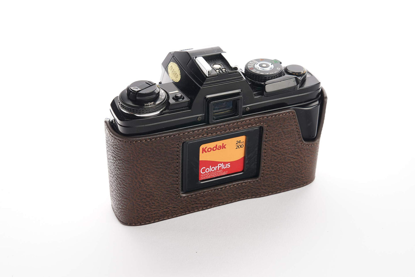 Minolta X-700 Case, BolinUS Handmade Genuine Real Leather Half Camera Case Bag Cover for Minolta X-700 with Hand Strap (Coffee)