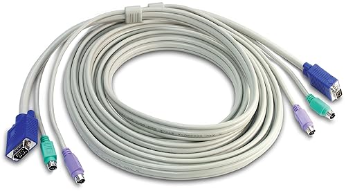 TRENDnet PS2 VGA Combo KVM Male to Male Cable, 15 Feet, Connect with TRENDnet KVM Switches, Keyboard & Mouse: PS/2 Type 6-pin mini Din. Monitor: