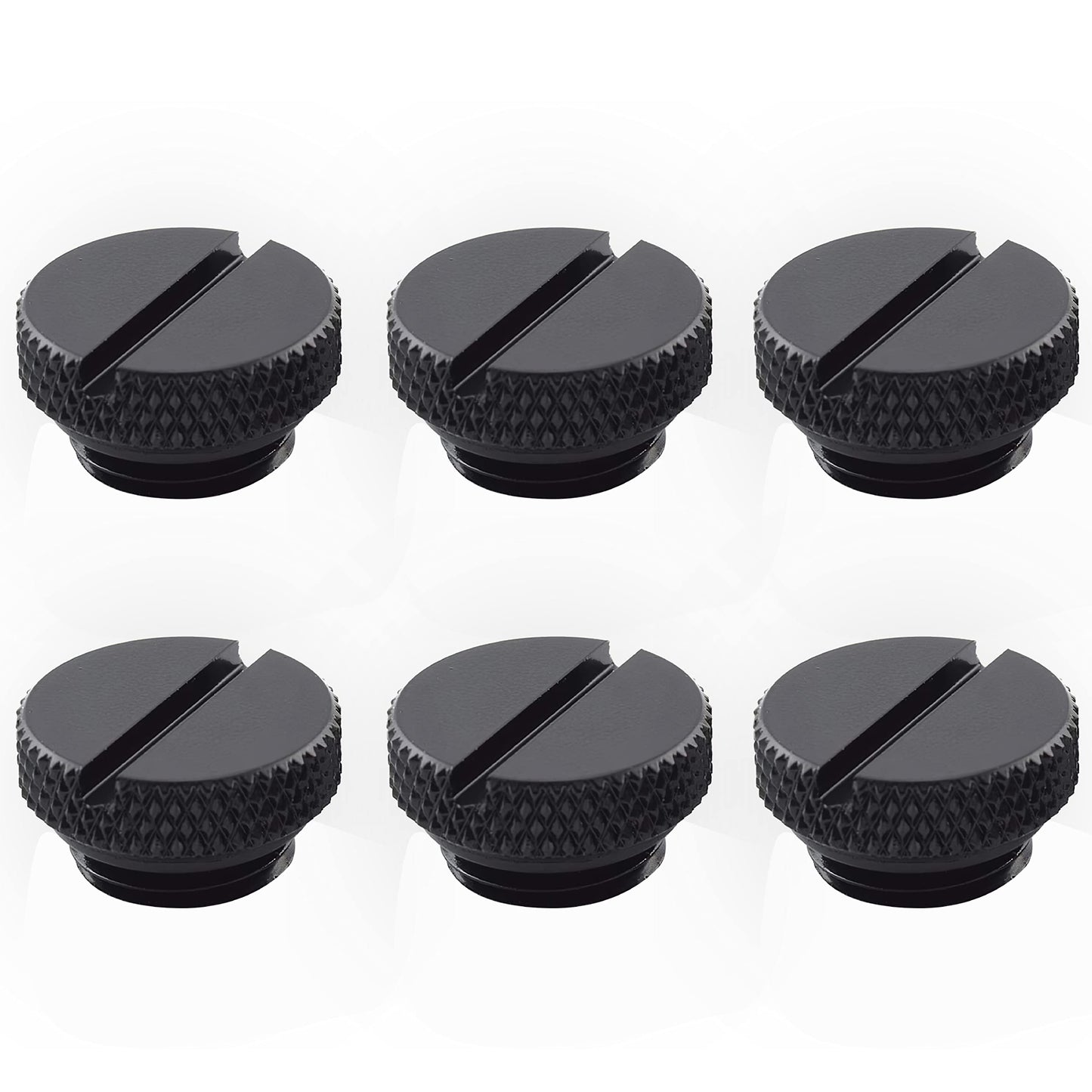 dracaena.io 6 pack G1/4" thread, Thin water Stop Plug Fitting with Coin Slot for Computer water cooling System, durable brass/copper material, Black