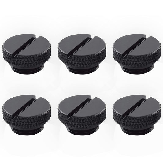 dracaena.io 6 pack G1/4" thread, Thin water Stop Plug Fitting with Coin Slot for Computer water cooling System, durable brass/copper material, Black