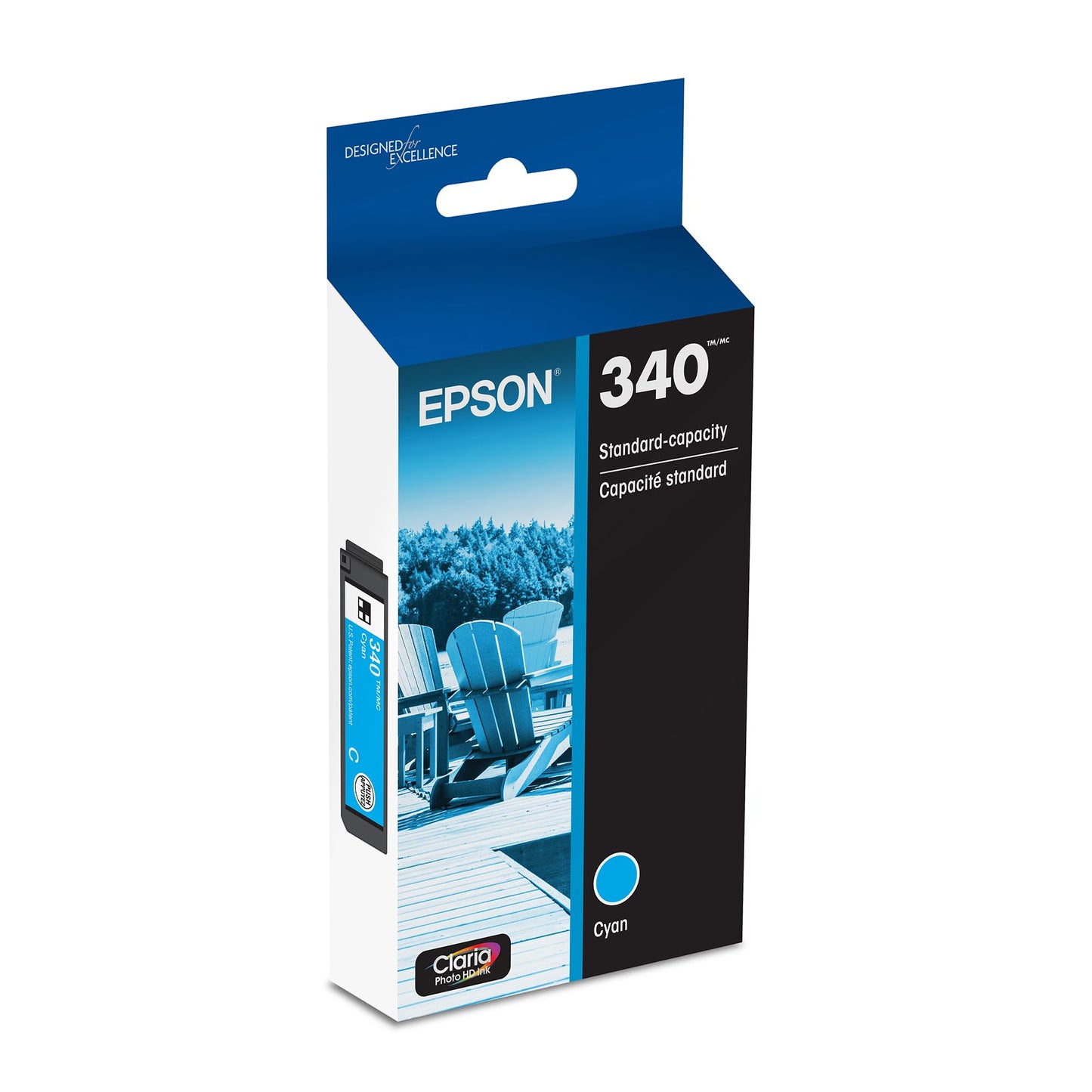 Epson 340 Claria Photo HD Ink Standard Capacity Cyan Cartridge (T340220-S) Works with Expression Photo XP-8800