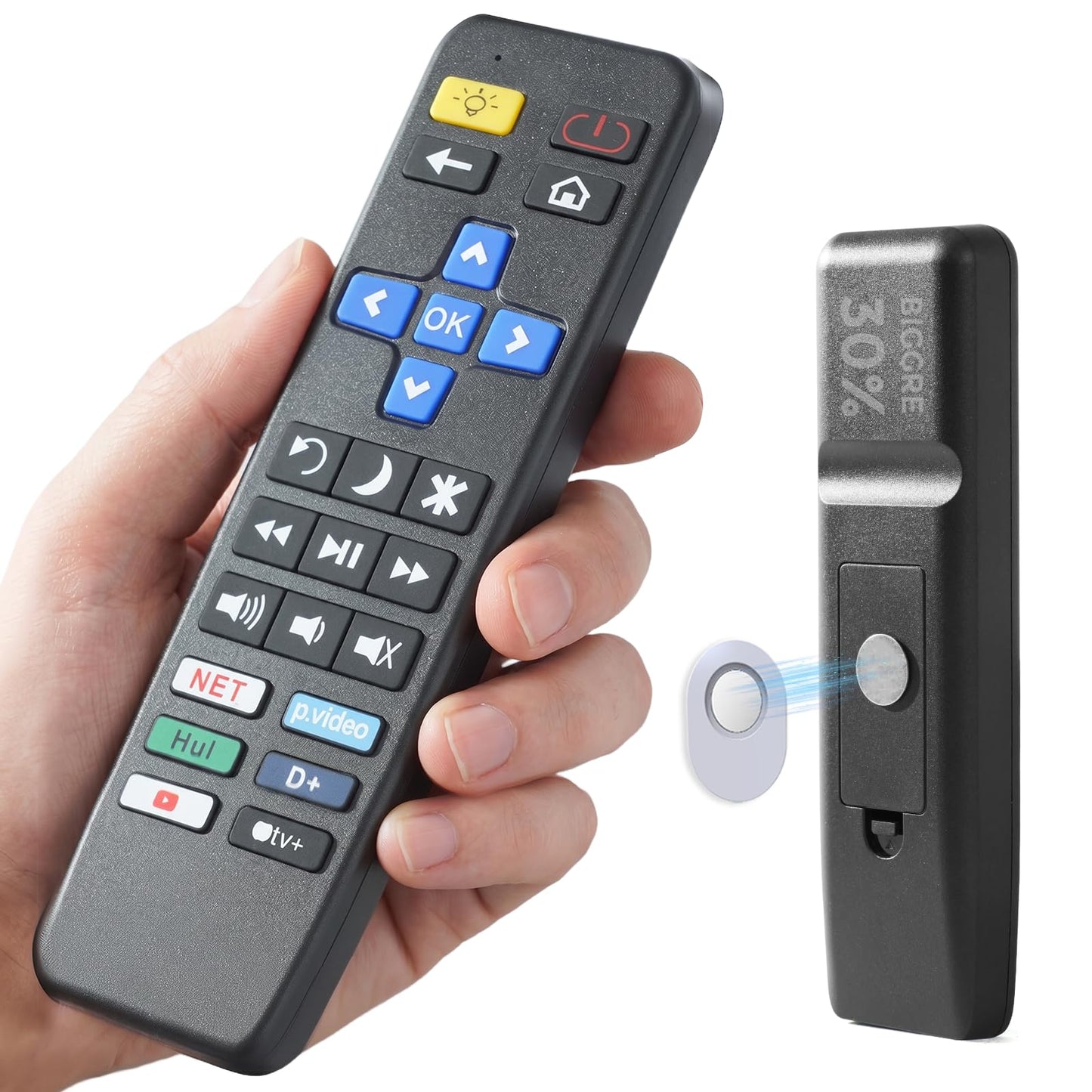 Replacement for Roku TV Remote for Seniors & Visually Impaired, Large Button Remote with Flashlight, Wider IR Angle, Compatible